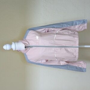 New Balance Pink Gray Full Zip Windbreaker Track Running Jacket Size Large
